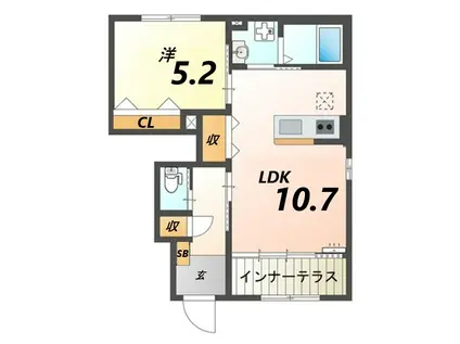 龍野町アパート(1LDK/1階)の間取り写真