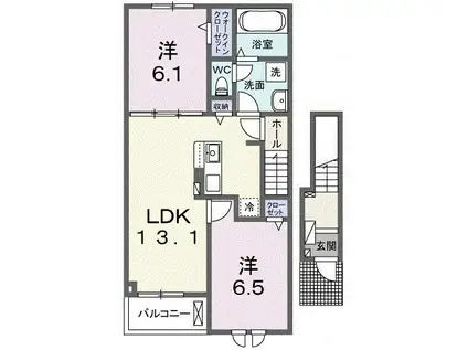 グリフィンドールII(2LDK/2階)の間取り写真