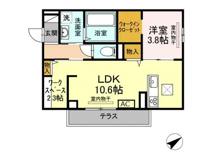 アムール(1LDK/1階)の間取り写真