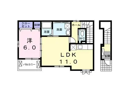シャルマンハイム(1LDK/2階)の間取り写真