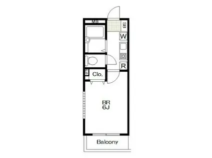 GARADEN GROVE砧(1K/B1階)の間取り写真