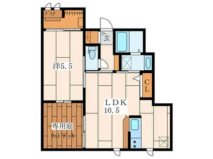 クローバー1(1LDK/1階)の間取り写真