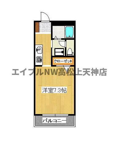 フォブール21(1K/2階)の間取り写真