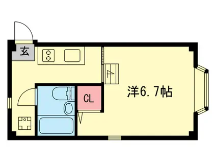北野ハウス(1K/1階)の間取り写真