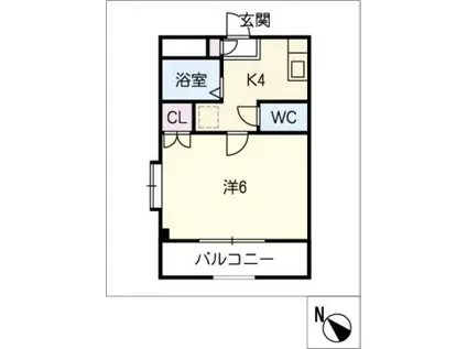 エクセルハイム今村公園(1K/1階)の間取り写真