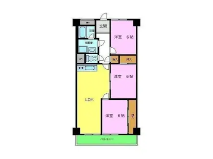 南海狭山コーポ(3LDK/4階)の間取り写真