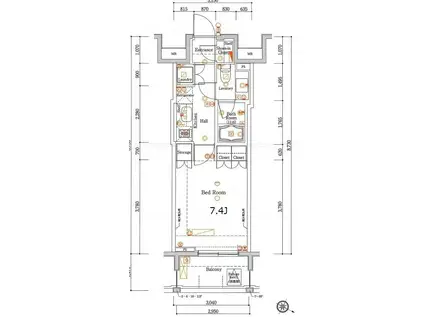 WILLVERT東十条(1K/9階)の間取り写真