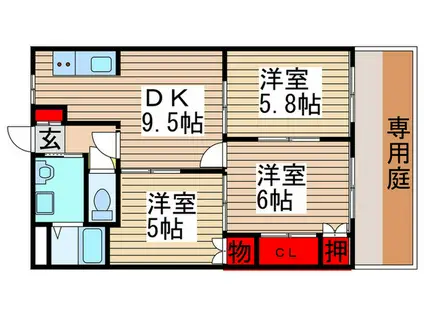 イーストピア(3DK/1階)の間取り写真