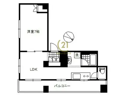 市ヶ谷見附ハイム(1LDK/8階)の間取り写真