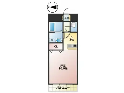 グロース駅前(ワンルーム/4階)の間取り写真