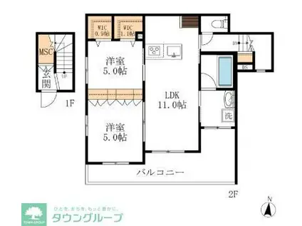 メゾン・ド・ファミーユ(2LDK/2階)の間取り写真