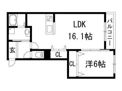 ヴィアラクティア宝塚(1LDK/1階)の間取り写真