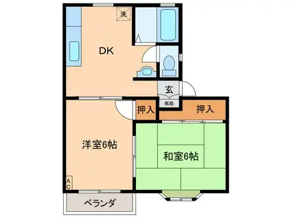 シティハイツ(2DK/1階)の間取り写真