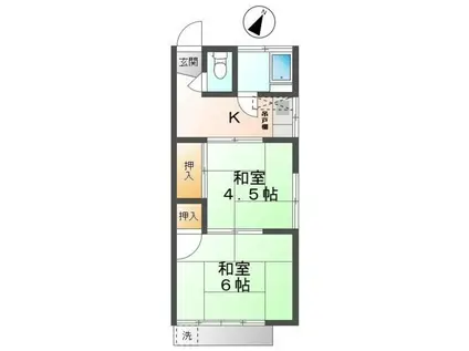 山崎荘(2K/2階)の間取り写真