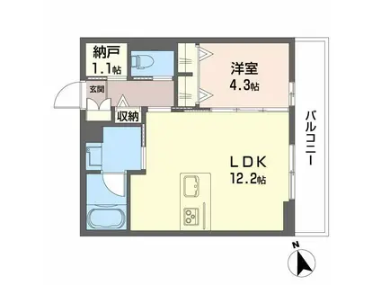 シャーメゾン コア八日町(1LDK/3階)の間取り写真