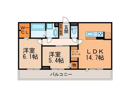 ルミエール(2LDK/1階)の間取り写真