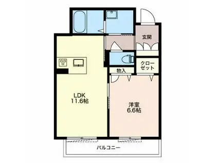 MAST TOWN 戸崎(1LDK/2階)の間取り写真