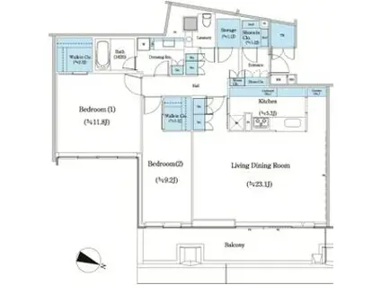 二番町テラス(2LDK/10階)の間取り写真