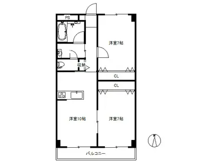 コンフォート中桜田(2LDK/3階)の間取り写真