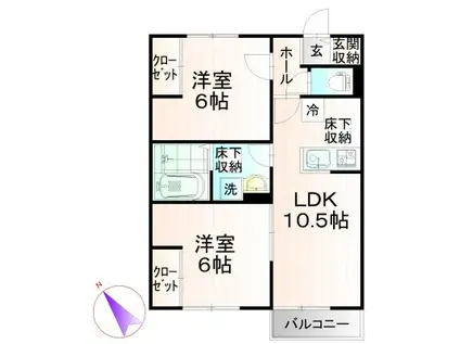 はなこーぽ奥沢(2LDK/1階)の間取り写真