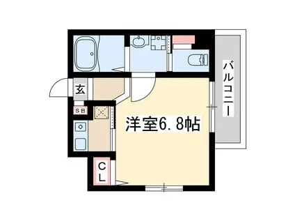 十三本町ウィンズマンションⅡ(1K/2階)の間取り写真