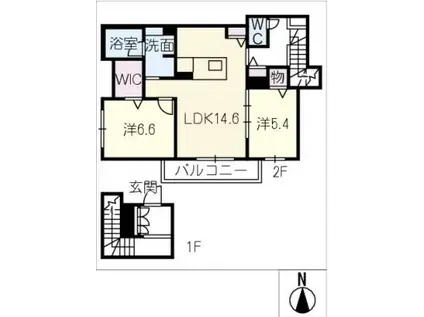 ベル・フルール(2LDK/2階)の間取り写真