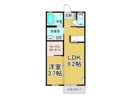 グレースヒルB棟(1LDK/2階)の間取り写真