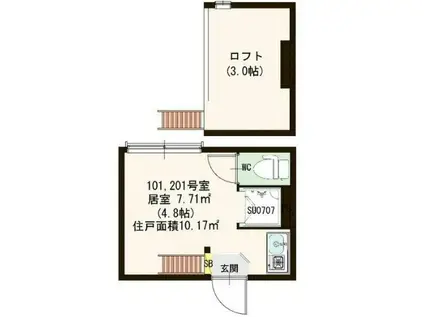 RESIDENCE AZUR(ワンルーム/1階)の間取り写真