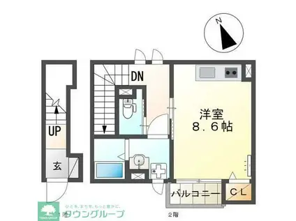 スピランセス(ワンルーム/2階)の間取り写真