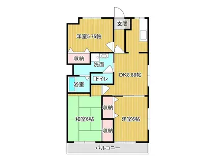 コーシャハイツ富任C(3DK/1階)の間取り写真