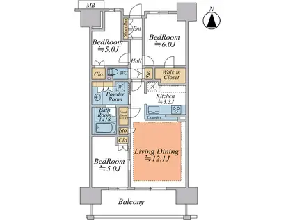 パークホームズ流山セントラルパーク(3LDK/9階)の間取り写真