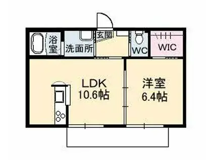 オリーブコートA棟(1LDK/1階)の間取り写真
