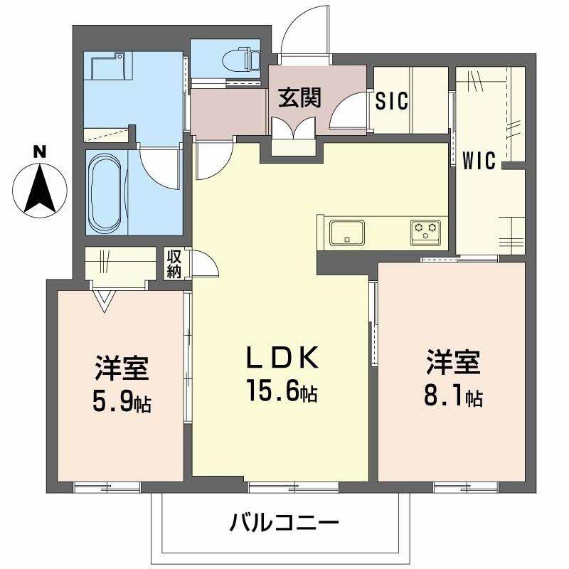 クリスタル シャーメゾン(2LDK/3階)の間取り写真