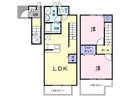 プレジオスC(2LDK/2階)の間取り写真