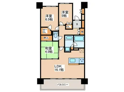 ジェイグラン阿倍野文の里(3LDK/2階)の間取り写真