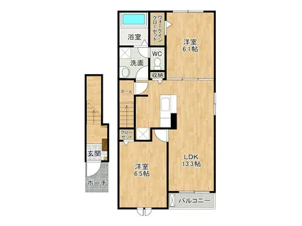 グラン フェリシア III(2LDK/2階)の間取り写真