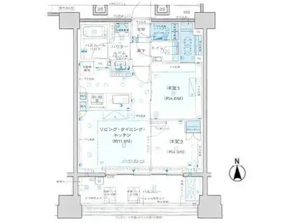 プレミスト代々木大山(2LDK/2階)の間取り写真