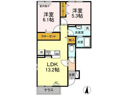 FLATS IV(2LDK/1階)の間取り写真