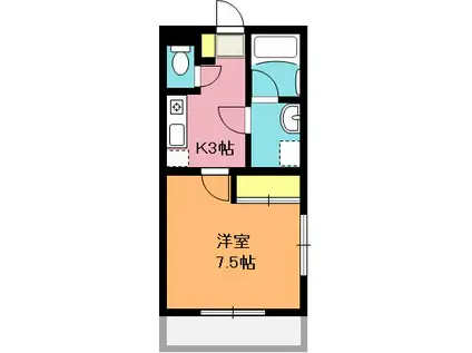 HEARTY・M(1K/1階)の間取り写真