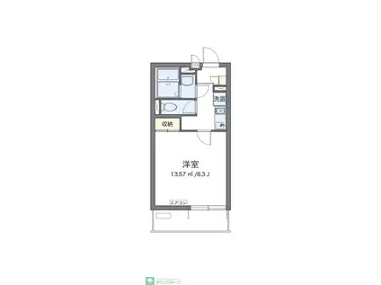 クレイノオールミエール天神(1K/2階)の間取り写真