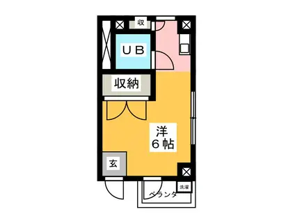 コーポ羽田(ワンルーム/2階)の間取り写真