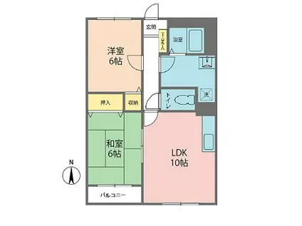 ヴァンベールD棟(2LDK/1階)の間取り写真