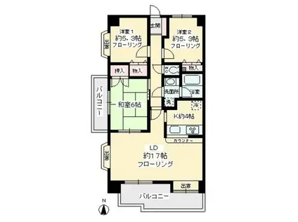 粕谷ツインビル(3LDK/5階)の間取り写真