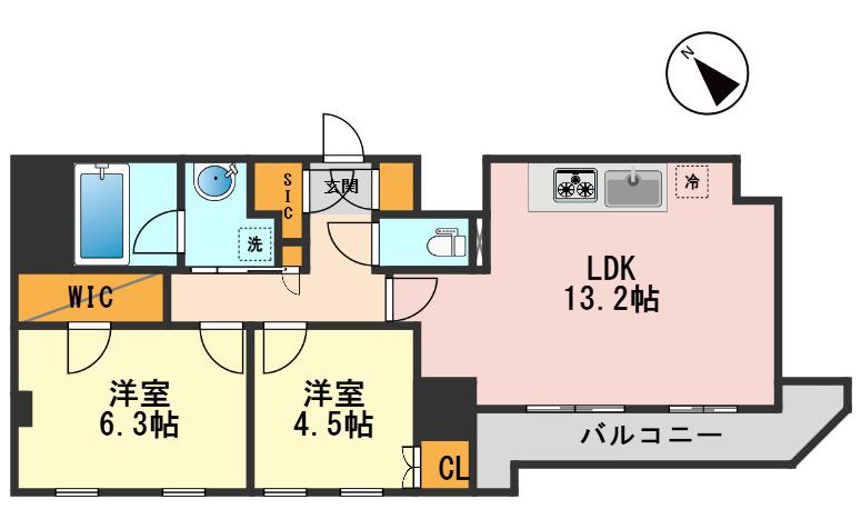 グランカーサ瑞江(2LDK/6階)の間取り写真