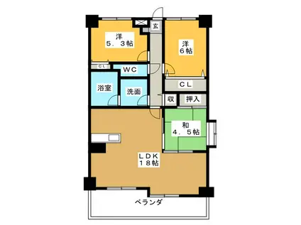 ツインコート大矢知(3LDK/2階)の間取り写真