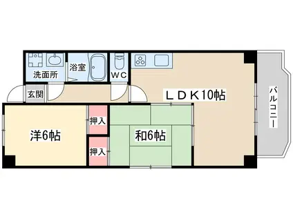 梅田プレミアムコート(2LDK/5階)の間取り写真