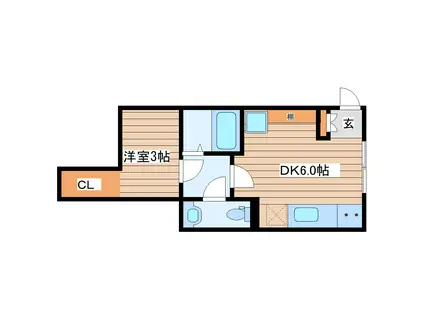 ラフィーノ長町南(1DK/1階)の間取り写真