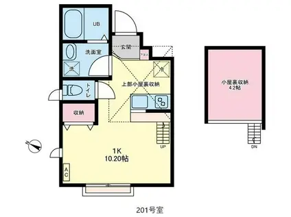 フラットIZ(1K/2階)の間取り写真