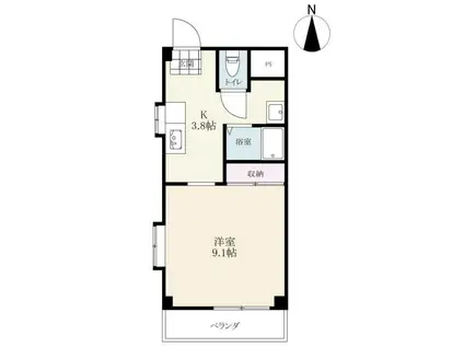 ラフォーレ日の隈(1K/2階)の間取り写真