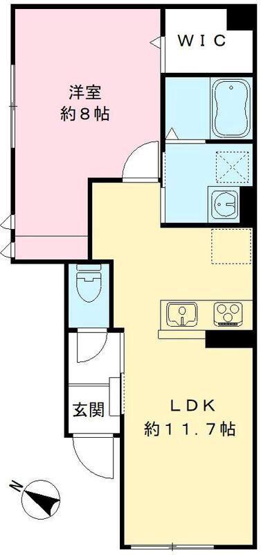 ラ・カーサ・ビアンカ(1LDK/1階)の間取り写真